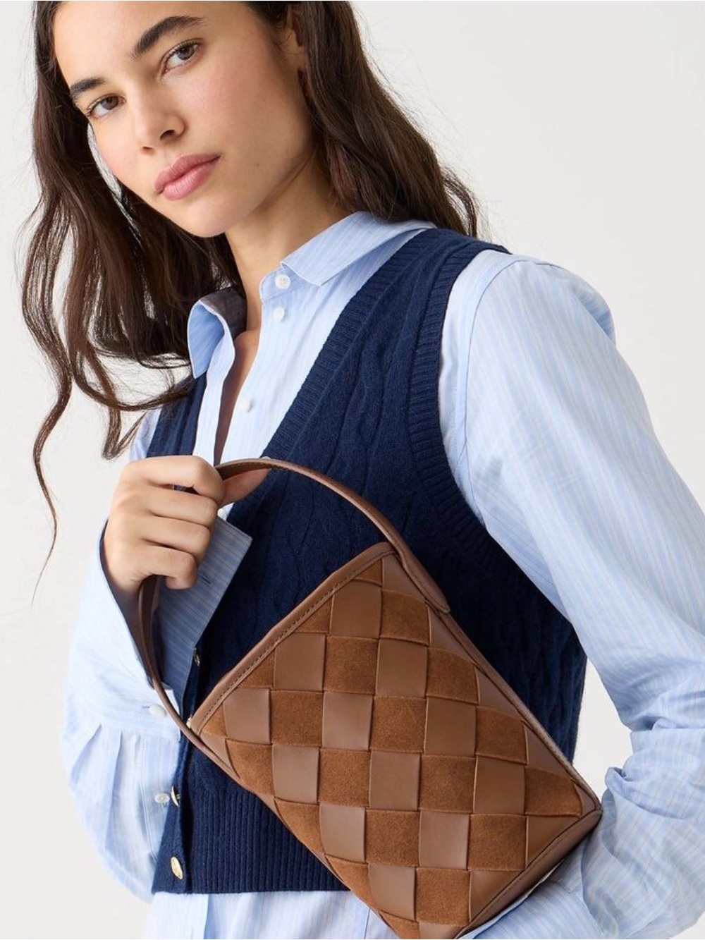 J.Crew Berkeley Woven Toffee Leather Bucket Bag